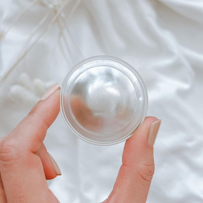 SILVERETTE The Original Silver Nursing Cups, Nipple Covers for Breastfeeding Essentials, Pure 925 Silver Nipple Shields for Breastfeeding Newborn, Regular Size with O-Feel Silicone Rings - Image 5